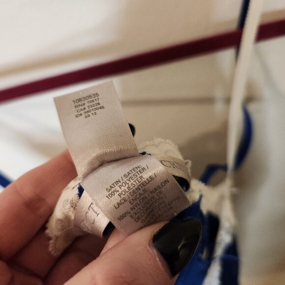 Vintage Victorias Secret 90s Y2K Blue White Lace Trim Slip Dress - Picture 7 of 7